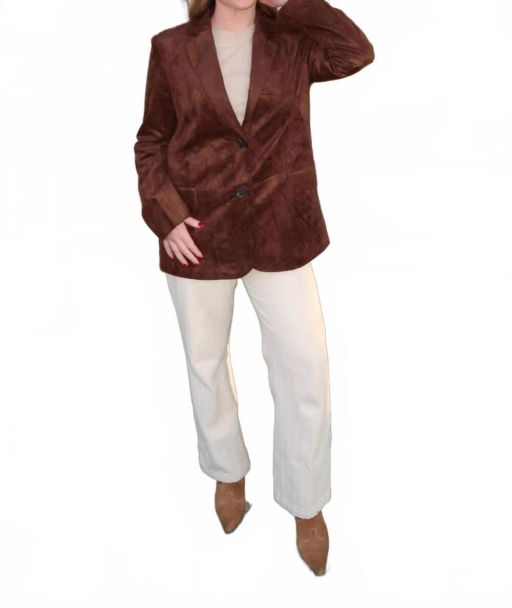 NEW MUSTARD SEED ranger suede blazer in chocolate brown